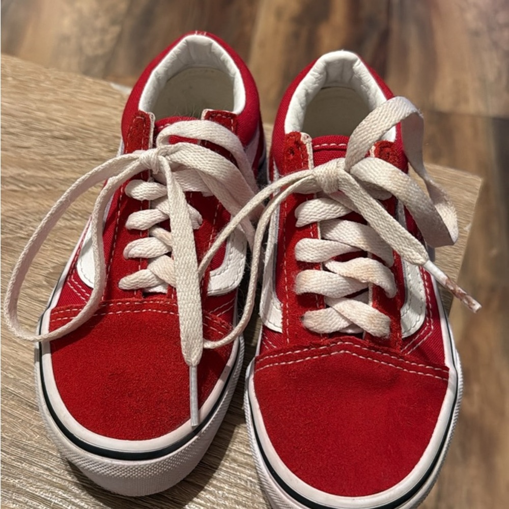 Vans Kids Red and White Sneakers old skool